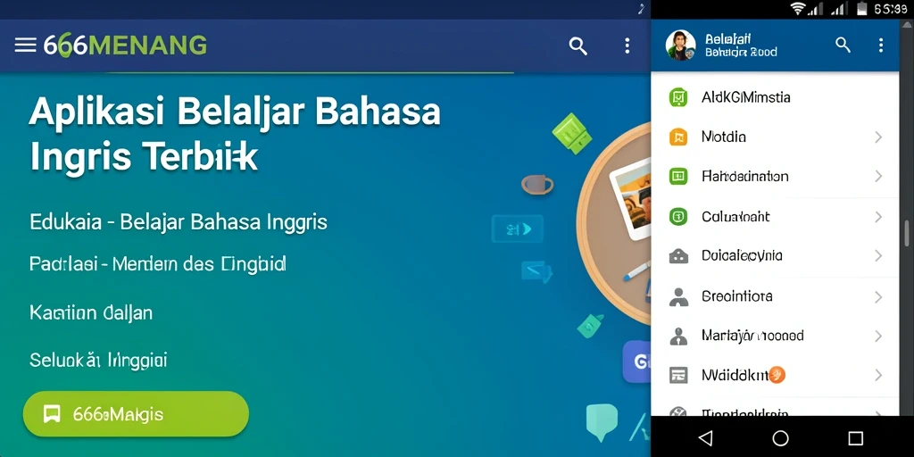Antarmuka interaktif aplikasi Belajar Bahasa Inggris 666MENANG.