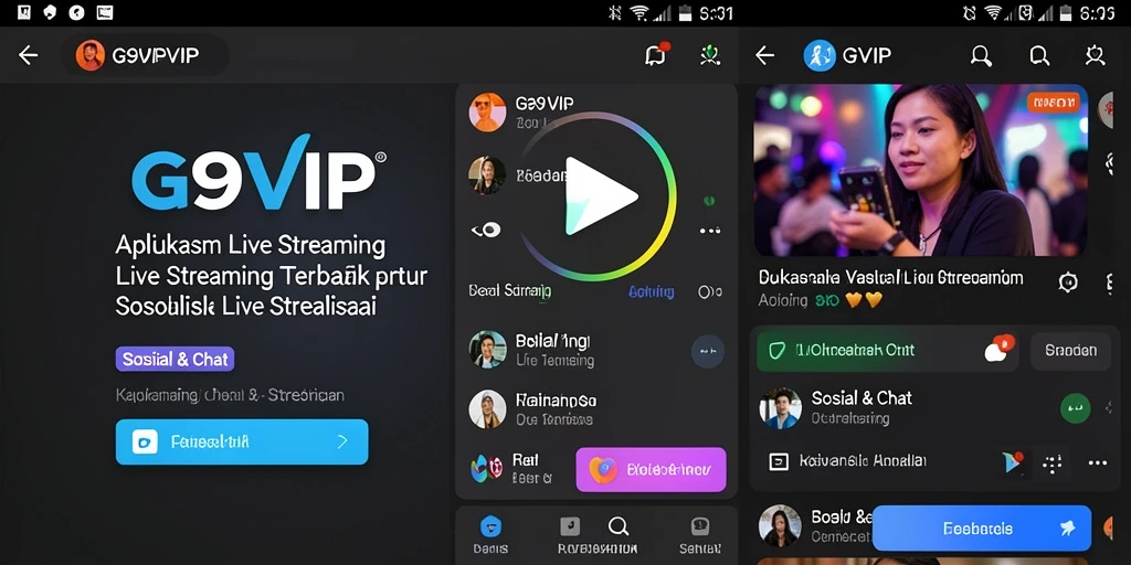 Tampilan antarmuka G9VIP saat Live Streaming yang interaktif dan menarik.