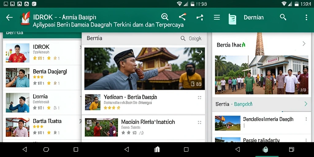 Tampilan utama aplikasi IDROK dengan berita daerah terkini.
