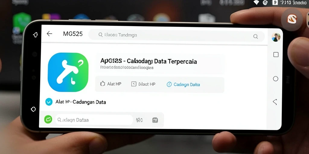 Tampilan antarmuka aplikasi MG525 untuk Cadangan Data yang user-friendly.