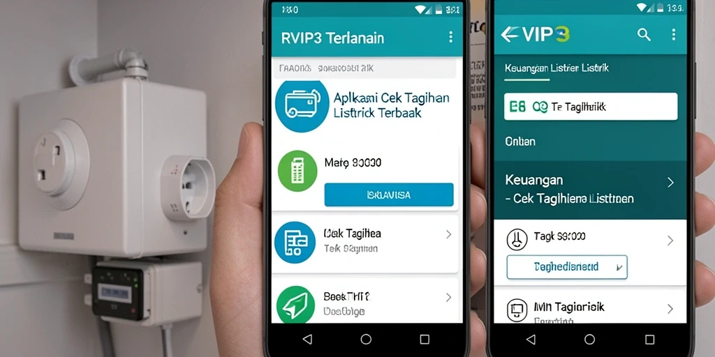 Antarmuka aplikasi RVIP3 yang menampilkan informasi tagihan listrik.