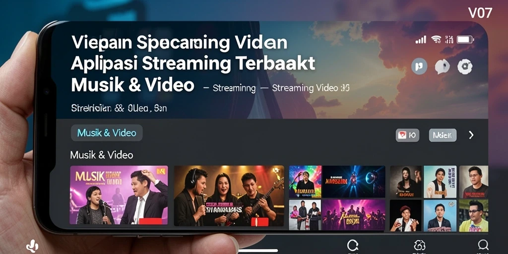 Antarmuka pengguna V07 yang menarik dan fungsi streaming yang lancar.